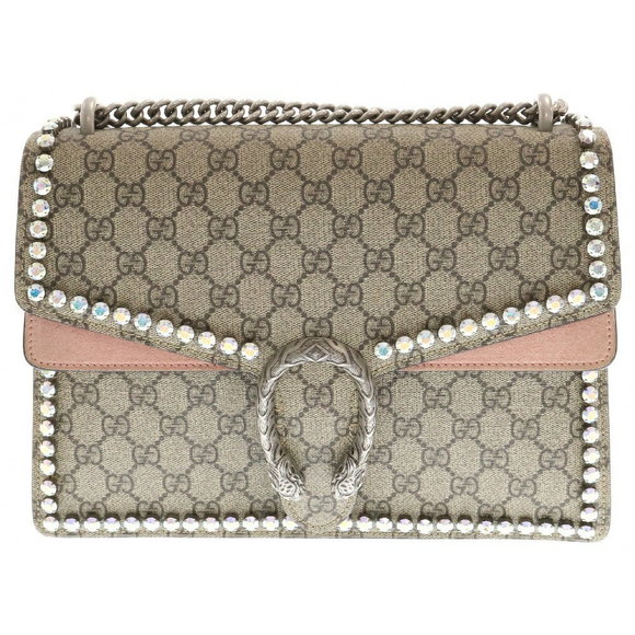 Gucci GG Supreme Dionysus Chain Shoulder Bag Suede Pink Beige - Picture 1 of 6